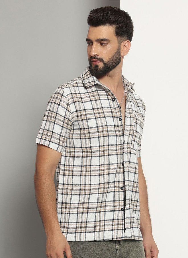 CHIMPAAANZEE Men Tartan Checks Opaque Checked Casual Shirt - Image 3